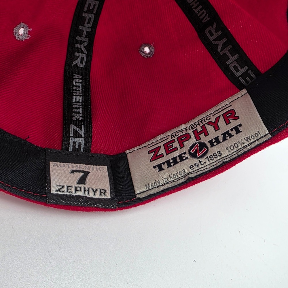 Zephyr Ohio State Buckeyes Fitted Hat Size 7 Red 100% Wool Embroidered NCAA Cap - Picture 12 of 13
